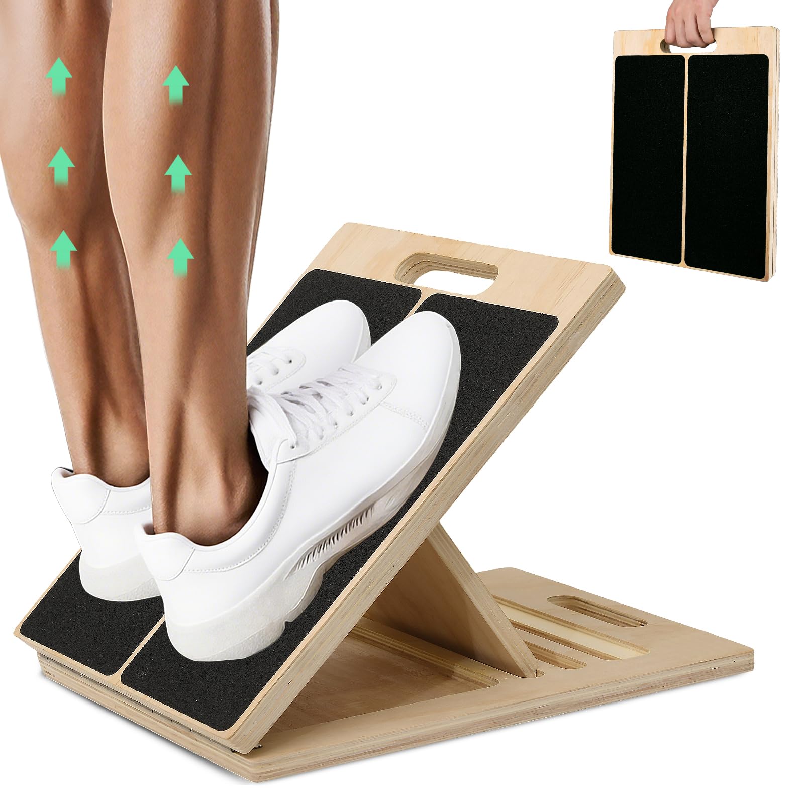 Seated Calf Raise - กระดานทรงตัวไม้ 2-in-1 และกระดานยืดกล้ามเนื้อน่องแบบปรับเอียงได้, กระดานยืดข้อเท้าปรับระดับได้, กระดานกันลื่น, ยืดส้นเท้า,