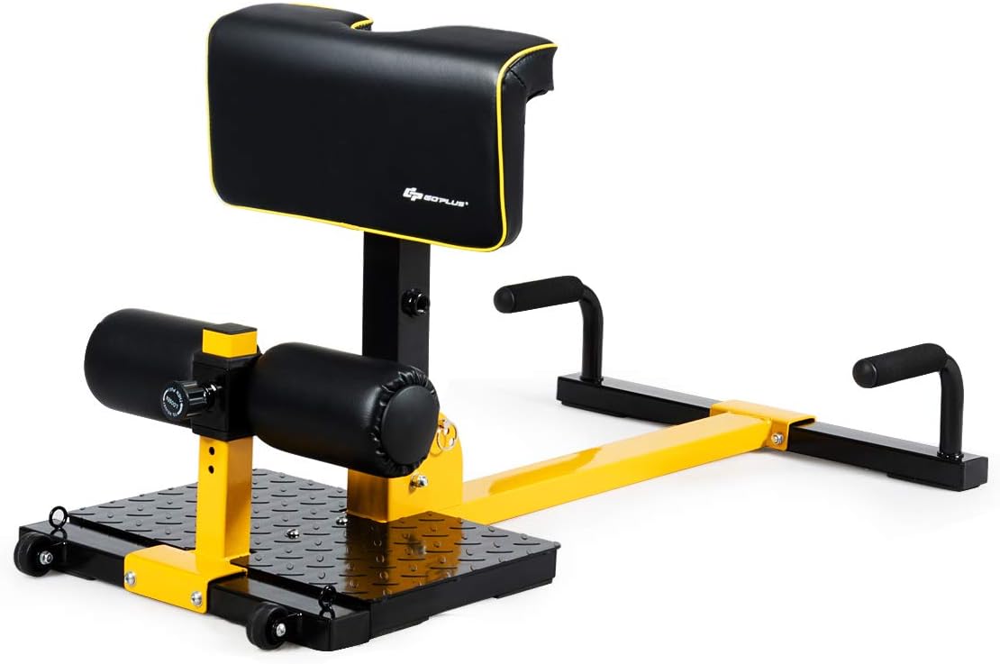 Home Gym Yellow - เครื่องออกกำลังกายแบบโฮมยิมสำหรับบริหารกล้ามเนื้อแกนกลางลำตัว วัสดุ PVC สีเหลืองและสีดำ เครื่องซิสซี่สควอท 8