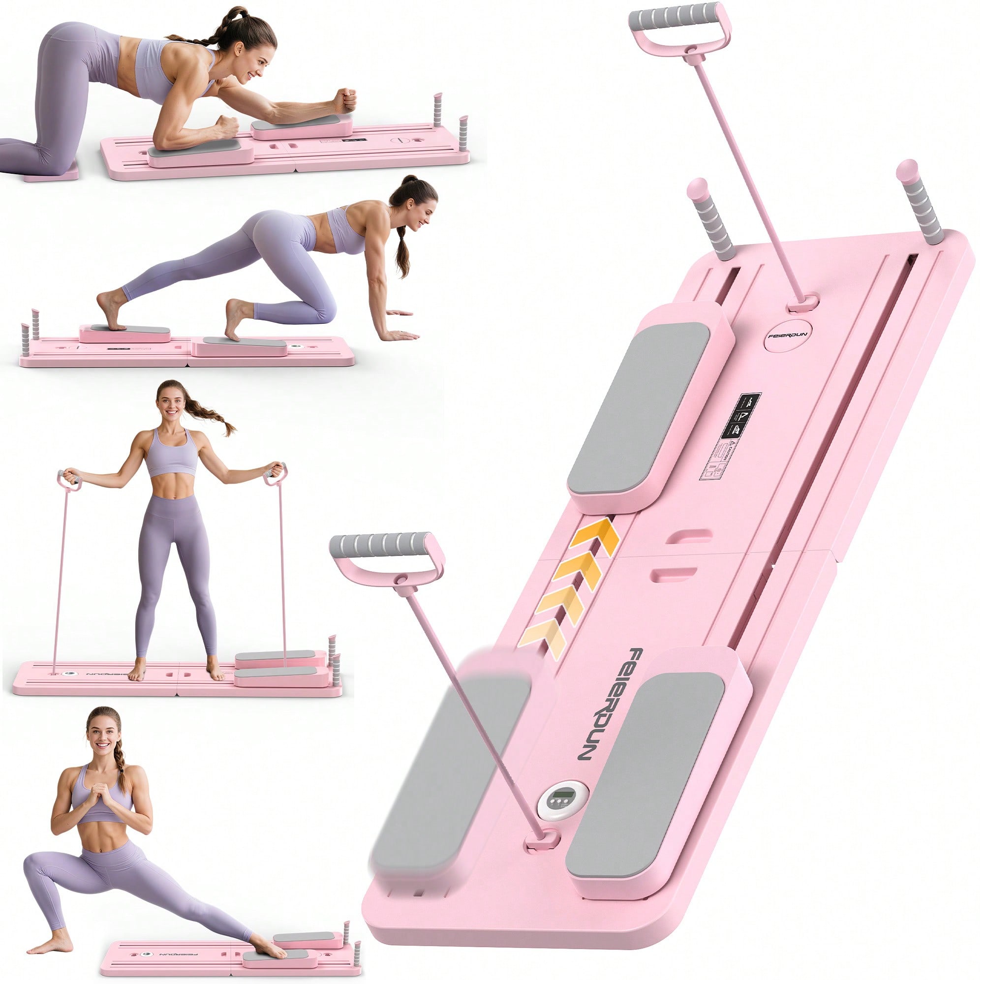Home Gym For Small Spaces - FEIERDUN 300 LBS บอร์ดออกกำลังกายอเนกประสงค์พร้อมระบบรีบาวด์อัตโนมัติ, ลูกกลิ้งบริหารหน้าท้อง, เครื่องออกกำลังกายแบบพับได้