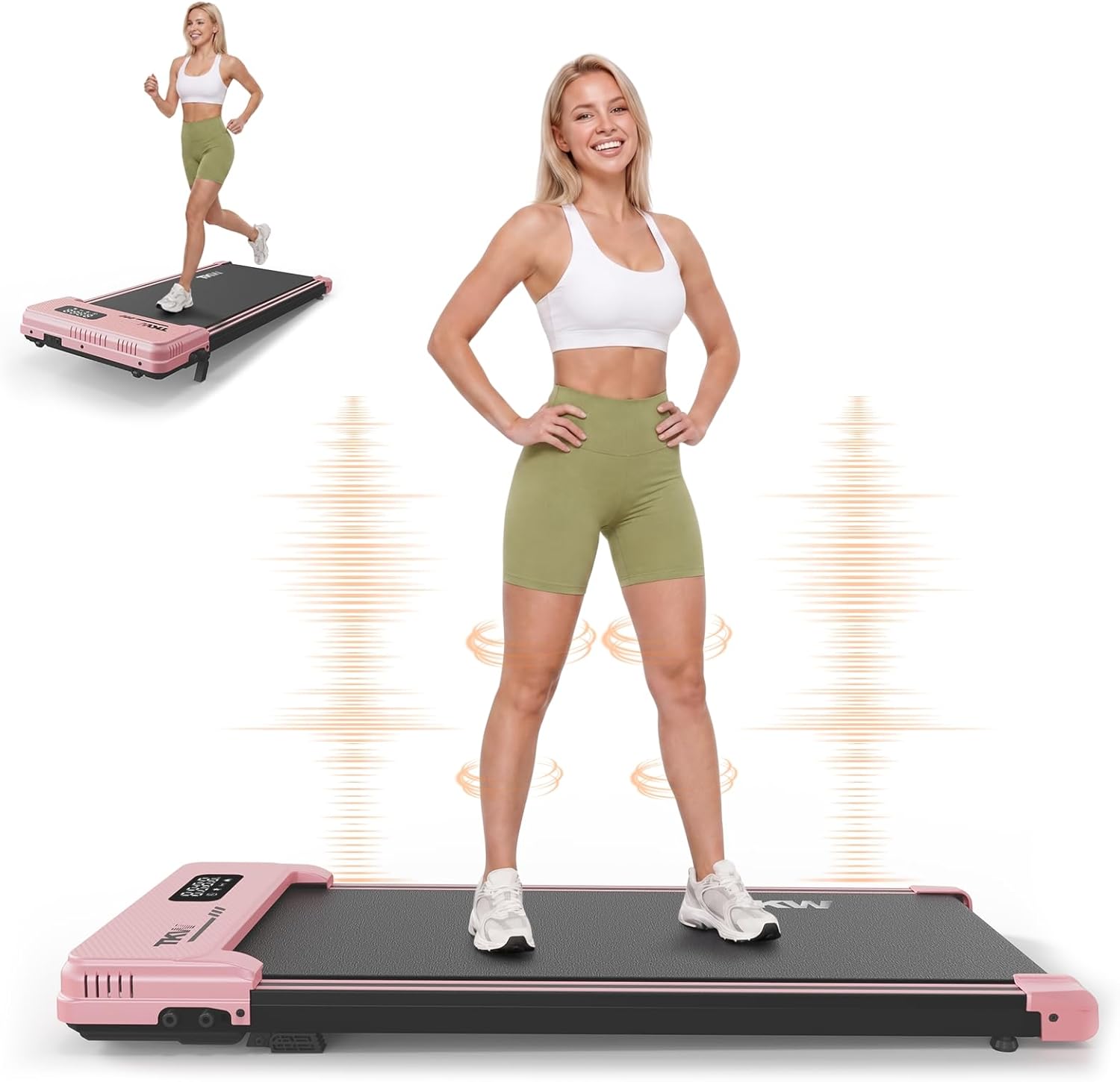 Home Gym For Small Spaces - ลู่วิ่งไฟฟ้าแบบปรับความชันสำหรับวางใต้โต๊ะทำงาน, แผ่นรองเดินแบบ 3-in-1 ขนาดกะทัดรัดพร้อมแผ่นสั่นสะเทือน, ลู่วิ่งไฟฟ้าแบบพกพาพร้อมรีโมทคอนโทรลและหน้าจอ LED