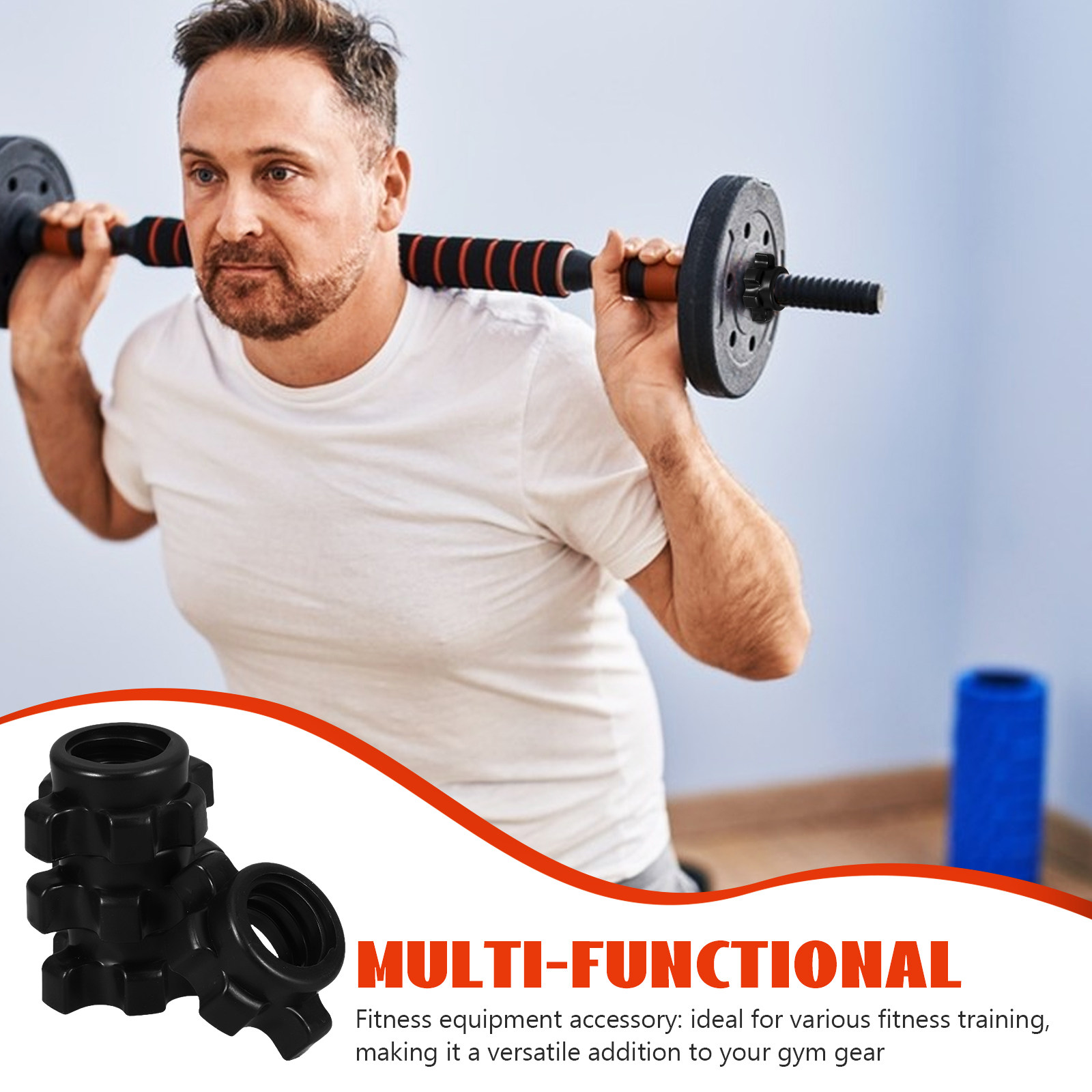 Home Gym Dumbbells - ชุดอุปกรณ์ล็อคบาร์เบลแบบน็อตพลาสติก 4 ชิ้น สำหรับยึดบาร์ดัมเบล อุปกรณ์ออกกำลังกาย สำหรับยึดบาร์ดัมเบลในยิมที่บ้าน